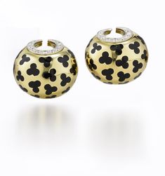 Leopard Spot Earrings-Earrings-David Webb Workshop-AS200-David Webb David Webb, Crescent Moon Earrings, Leopard Spots, Moon Earrings, Earrings Collection, Animal Jewelry, Black Enamel, Brilliant Cut Diamond, Crescent Moon