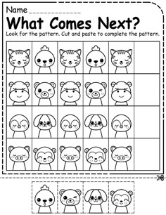 a printable worksheet for children to learn what comes next