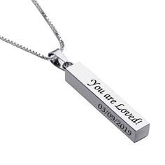 PRICES MAY VARY. Free Engraved---Rectangle bar necklace with 4 sides engraved makes you special and shining on every occasion, any name letters, words, date, number, characters, symbols( ☺ ☹ ♡☪ ✉ ✈ ✪ ★✶✹ ✡ ) is available. Sterling Silver Necklace----Made of 925 sterling silver, will never fade or cause allergy, it will be a meaningful and timeless custom necklace for your mothers, family, friends. Adjustable Chain---4 size for your option (16ins,18ins,20ins,22ins), the chain of this bar necklace Rose Gold Bar, Engraved Bar Necklace, Vertical Bar Necklace, Bar Necklace Personalized, Vertical Bar, Name Pendant, Name Letters, Gold Bar Necklace, Dainty Gold Necklace