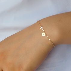 Cute and delicate Cross bracelet with personalized Initial and Birthstones, available in sterling, gold, or rose gold. Will be gift wrapped and ready for gifting. Length is adjustable. Birthstone Cross Bracelet with Initial - Christmas gifts for her mom sister daughter, Confirmation gift for girl, Birthday gifts, CR04BS Gold Charm Bracelet Gift, Adjustable 14k Gold Charm Bracelet Gift, Personalized 14k Gold Charm Bracelet Gift, Gold Jewelry Gift Wrapped For Birthday, Gold Jewelry Birthday Gift Wrapped, Delicate Personalized Bracelets As Gifts, Minimalist Charm Bracelet For Mother's Day, Dainty Charm Bracelet For Birthday And Mother's Day, Minimalist 14k Gold Charm Bracelet For Gift