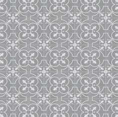 a gray and white wallpaper with an intricate design