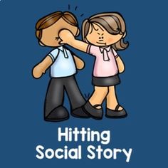 an image of two people hugging each other with the words hitting social story written below