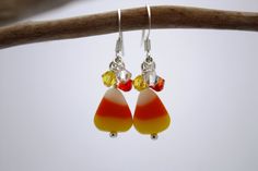 Candy Corn Earrings Halloween Jewelry Candy Corn Jewelry Halloween Earrings Fall Jewelry Autumn Jewe Multicolor Halloween Earrings For Gift, Multicolor Halloween Earrings Gift, Candy Corn Jewelry, Halloween Jewelry Diy, Halloween Beaded Jewelry, Candy Corn Earrings, Bead Bar, Bar Stud Earrings, Fall Earrings