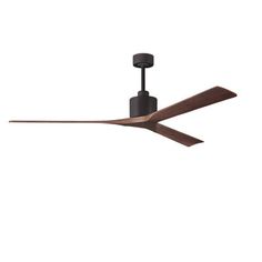 a ceiling fan with two wooden blades