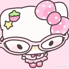 Strawberry Hello Kitty Widget, Cute Pink Asthetics Photos, Desenhos Coquette, Hello Kitty Ipad Wallpaper, Aesthetic Hello Kitty Pfp, Pink Asthetics Photos, Hello Kitty With Glasses, Strawberry Pfp, Kitty With Glasses