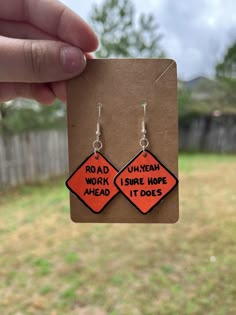 Handmade to order shrinky dink earrings, orders ship out fridays Crazy Earrings, Shrinky Dink Earrings, Road Work, Funny Earrings, Weird Jewelry, Things I Wanna Buy, Shrinky Dink, Funky Earrings, Take My Money