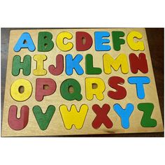 Vintage Wood Framed Children’s Puzzle of Letters, 1980 Wooden Jigsaw Puzzles, Wooden Jigsaw, Puzzle Toys, Pop Out