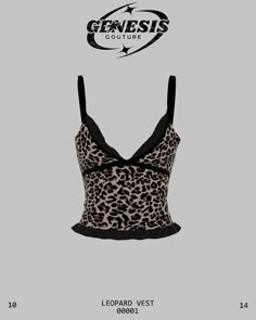 the leopard print top is shown in black and white, with an image of a fish on