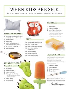 Sick Kids Remedies, Eat When Sick, Sick Toddler, Kid Printables, Home Remedies For Sinus, Best Cough Remedy, Printable House, Healthy Popsicles, Dairy Free Smoothies