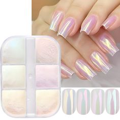 PRICES MAY VARY. Package :1 Box 6 Grids pearl mirror bubble nails Powder,1g/grids. This holographic nail glitter mirror aurora bubble nail powder just looked like glitter. More Charming: You just need rubbing only small amount of powder to achieve the Mirror effect, Make your nails shiny and charming. Bubble & Mirror Effect: Mirror effect will differ from different base color. Black base can create a better mirror nail effect. Pearlescent Gloss:The pearl mirror powder shinning like sea pearl and Nail Art Paillette, Nail Glitter Powder, Wedding Nail Art Design, No Chip Nails, Aurora Nails, Chrome Nail Powder, Powder Manicure, Gel Polish Manicure, Gel Polish Nail Art