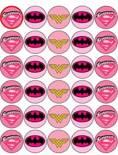 pink and red superman logo stickers with the word,'supergirl'on them