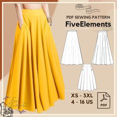 the sewing pattern for this skirt is easy to sew, and has three pleated sections