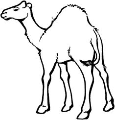 a black and white drawing of a camel