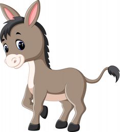 cartoon baby donkey standing on white background