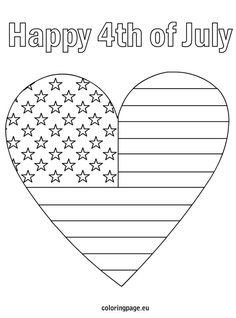 an american flag heart with the words happy 4th of july written in black and white