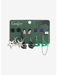 Coraline Other Mother Earring Set | Hot Topic Coraline Jewelry, Coraline Earrings, Sonic Rings, Coraline Other Mother, The Beldam, Silly Earrings, Spooky Jewelry, Other Mother, Coraline Jones