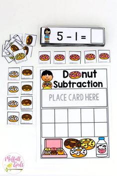 a printable worksheet for subtraction with doughnuts and donuts