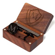 PRICES MAY VARY. Personalized Design: Cuff links, tie clip and walnut wood box are engraved with A-Z alphabet letters to select. Cufflinks Size: Diameter 20mm (0.78 inch); Thickness 3mm (0.11 inch); Tie Clip Size: Length 58mm (2.28 inch); Width 6mm (0.36 inch) Materials and Processes: Cufflinks are made of stainless steel and tie clip is made of copper. They are electroplated in black which features a deep and long-lasting finish to any dresses. Suitable for all occasions: Personalize your look Initial Cufflinks, Business Events, Perfect Gift For Him, Tie Bar, Black Gift Boxes, Copper Color, Wood Boxes, Tie Clip, Groomsman Gifts