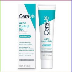 CeraVe Salicylic Acid Acne Treatment with Glycolic Acid and Lactic Acid | AHA/BHA Acne Gel for Face to Control and Clear Breakouts |1.35 Ounce Acne Cerave, Cerave Acne Control Gel, Acne Help, Acne Gel, Salicylic Acid Acne, Acne Control, Aha Bha, Acne Blemishes, Clear Acne