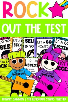 rock out the test book with pictures of children in costumes and words on it,