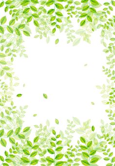 green leaves are arranged in the shape of a circle on a white background with space for text