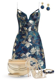 "Brocade" by rosipolooyas on Polyvore Look Legging, Blue Dress Short, Brocade Dress, Metallic Mini Dresses, Floral Dresses Short, Floral Cocktail Dress, Blue Cocktail Dress, Blue Mini Dress