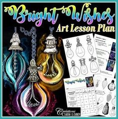 the bright lights art lesson plan is shown with pictures and instructions to make it easier for children