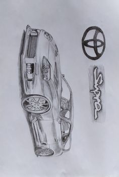 a pencil drawing of a car with the word safe on it's back end