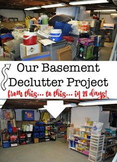 the basement declutter project from this to this in six days is going on