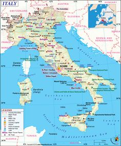 an image of a map on the phone with text that reads italy maps, printable and detailed map of italy