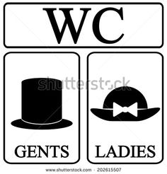 two signs with hats and the words gentlemen's ladies