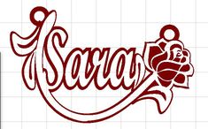 an image of the word santa written in red ink on a white background with a black border