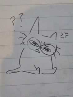 a drawing of a cat with glasses on it's face