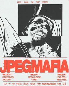 the poster for jagemafia is shown in black and white