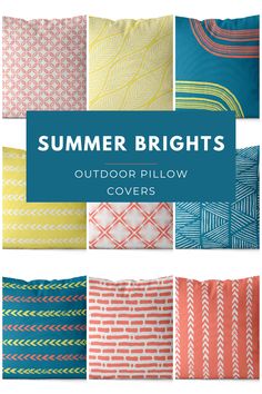 outdoor pillow covers with text that reads summer brights, outdoor pillow covers are easy to make