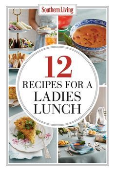 the cover of 12 recipes for a ladies's lunch, with pictures of food