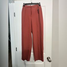 These Pants Are A Beautiful Rust Colored, Ankle Length, High Waisted Pant. It Is Brand New With The Tag Still Attached. Pants With Pleats, Slim Straight Pants, Grey Tweed, Frayed Jeans, Yellow Ties, Wide Leg Cropped Pants, Cuffed Pants, Brown Pants, Ankle Leggings