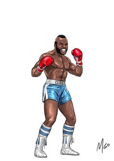 a drawing of a man wearing boxing gloves