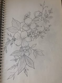 a drawing of flowers is shown on a piece of paper