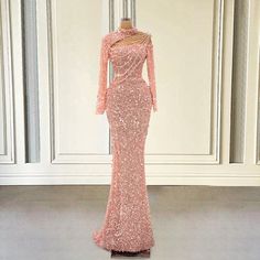 Rose Gold Prom Dress Long Sleeve, Prom Party Dresses Long Sleeve, Pink Prom Dresses Long Sleeve, Prom Dresses Sequence, Classy Prom Dresses Long Sleeve, Long Sleeve Prom Dresses 2023, Pink Long Sleeve Dress Formal, Prom Dresses For Muslims, Pink Prom Dress Long Sleeve