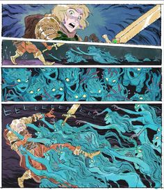 an image of two different scenes in the same comic book, one is being attacked by another