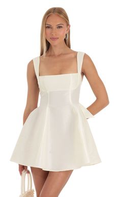 Foxie Fit and Flare Dress in Ivory | LUCY IN THE SKY Summer Corset, Mid Skirt, Dress Y2k, Sleeveless Skirt, Y2k Summer, Princess Dresses, Dress A Line, Grad Dresses, Solid Color Dress