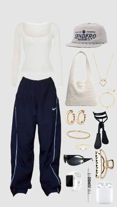 CozyandCouture has fallen in love with this back to school outfit that gives off both sporty and casual. For girls who want to be comfortable but want a put together look this outfit is a perfect blend of comfort and slay. The outfit has sporty baggy pants with a simple white top and accented gold jewelry. This outfit style is called sporty minimalist if you like this line of fashion. Photo: Hubpages Back To School Outfits For Teens, Outfit Inspo Casual, Trendy Outfits For Teens, Cute Lazy Day Outfits, School Looks, Simple Trendy Outfits, Cute Everyday Outfits, Sporty Outfits, 가을 패션