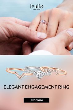 two people holding hands with the text elegant engagement ring shop now on sale at jello