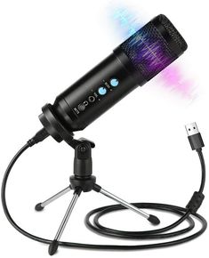 an image of a microphone on a tripod that is connected to a usb cable