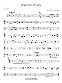 sheet music with the words how far i'll go