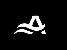 the letter a is made up of wavy lines and waves in white on a black background