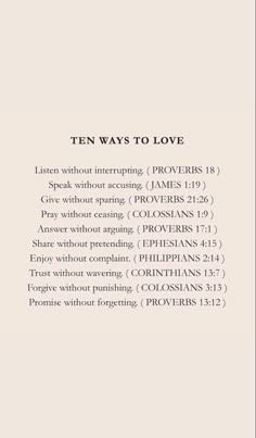 the back cover of ten ways to love, written in black and white on a beige background