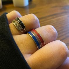 Beautifully polished stainless steel ring, with vibrant enamel stripes encircling the entire band, in the colors of the Bi pride flag. This ring is perfect for your wedding, anniversary, pride event, or just because! Buy one for a friend or loved one, and one for you too! Stainless Steel 6 mm wide band Not sure of your size? Click here to view our Ring Size Guide including an easy way to measure your own finger for accurate sizing. Our rings are in U.S. sizing. Click here if you need our Interna Pride Rings, Pride Event, Bisexual Pride Flag, Pride Flag Colors, Pride Jewellery, Prom Accessories, Rainbow Rings, Stainless Steel Ring, Wedding Rings Vintage