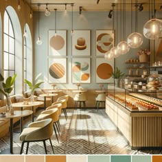 an image of a restaurant setting with color swatches